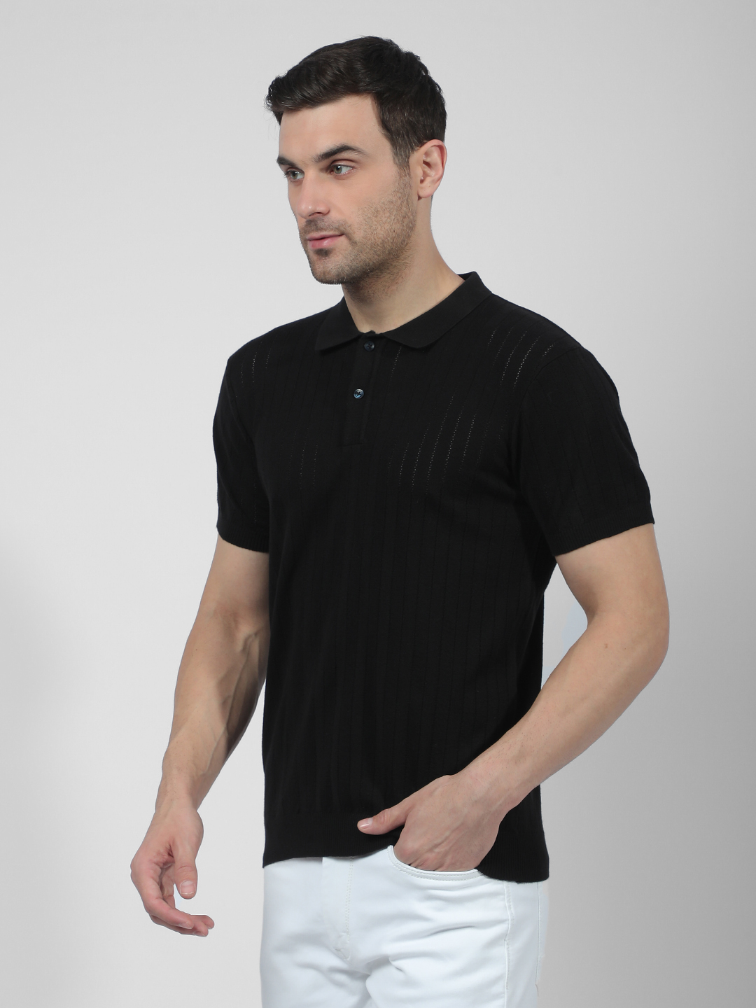 Numero Uno Men Solid Black T-Shirt